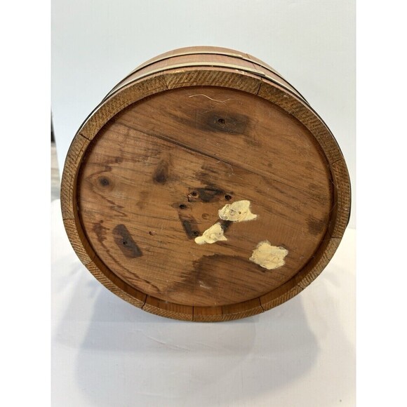 Vintage Shaker Wood Sewing Box with Swing Handle Storage Brass Banded Lid - Picture 16 of 16